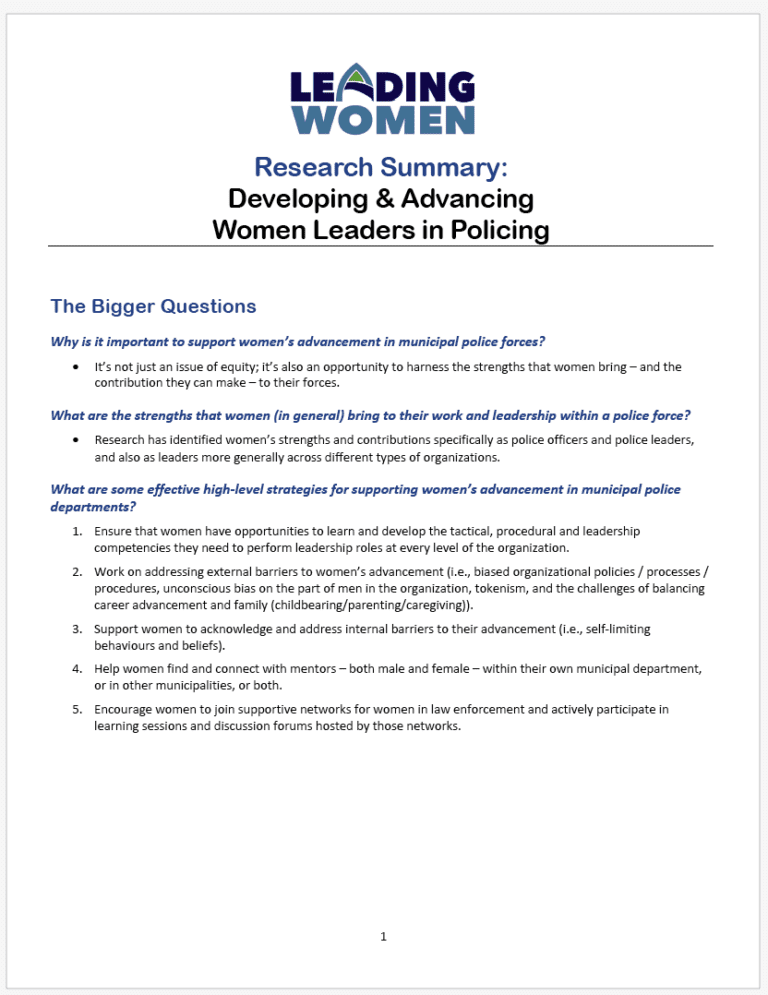 Link to Women in Police Leadership Research Summary